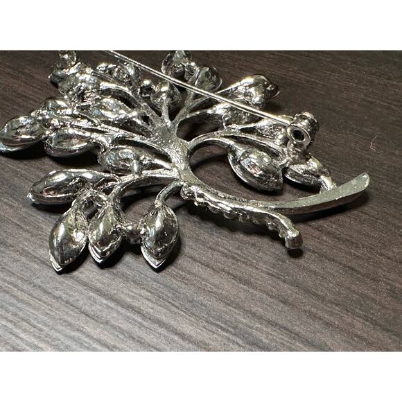Vintage Lavender Leaves Blue Rhinestone Tree of Life Shaped Brooch Fashion Jewel - Picture 6 of 12